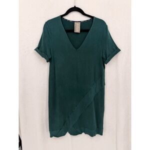 Dolan Left Coast Collection Green Cupro V-Neck Faux Wrap T-Shirt Dress Small